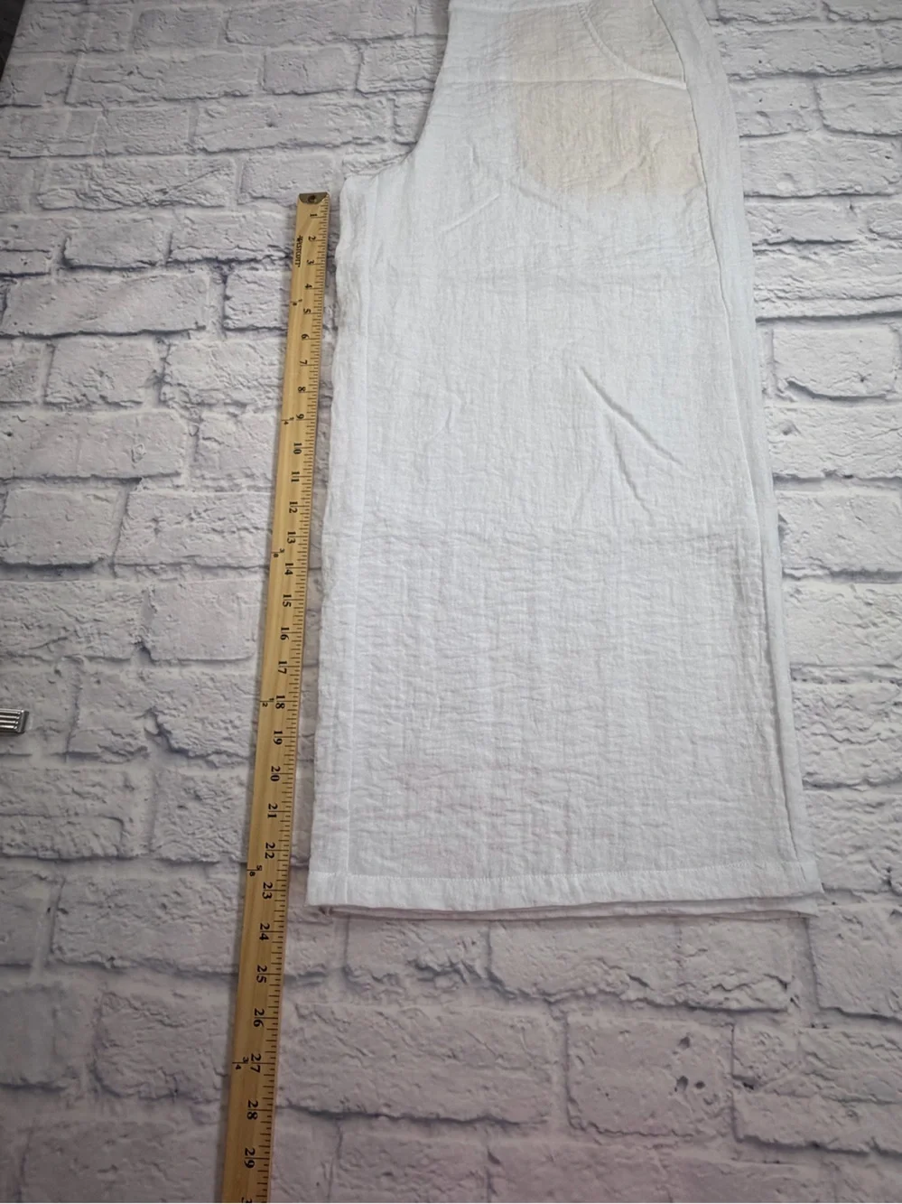 Habitat Light White Elastic-Waist Pants. Cropped. Wide Leg. Size Med.